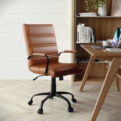 Flash Furniture Whitney Ergonomic LeatherSoft Swivel Mid-Back Executive Office Chair, Brown/Black (GO2286MBRBK)