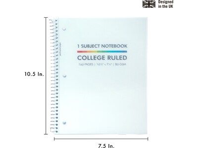 Pukka Pad Basics Subject Notebook, 7.5" x 10.5", College-Ruled, 80 Sheets, White, 3/Pack (9759-BAS)