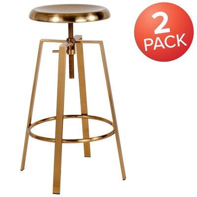 Flash Furniture Toledo Industrial Metal Barstool, Gold, 2-Pieces (2CH18107026SGLD)