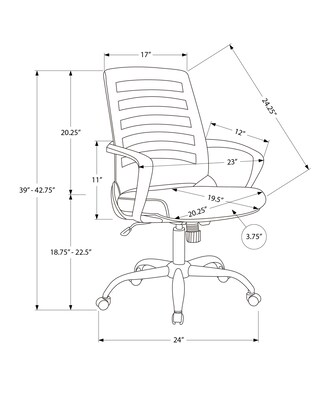 Monarch Specialties Inc. Ergonomic Mesh Computer and Desk Chair, Grey/White (I 7225)