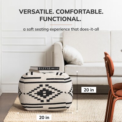 Anji Mountain Noir Noor Fabric Square Pouf Ottoman (AMBPF019-1818)