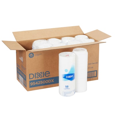 Dixie Dome Plastic Hot Cup Lids, 10-20 oz., White, 500/Carton (9542500DX)