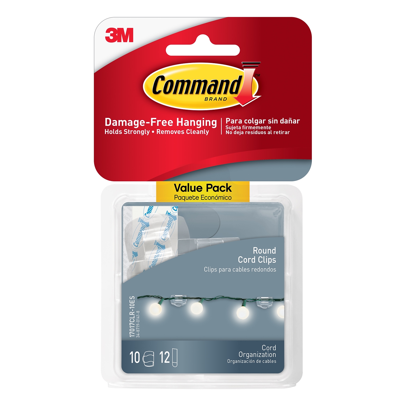 Command Small Cord & Light Clips, Transparent, 22/Pack (17017CLR-10ES)