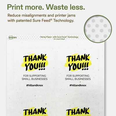 Avery Hemp Square Laser/Inkjet Multipurpose Labels, 4" x 4", Off-White (32/Pack)