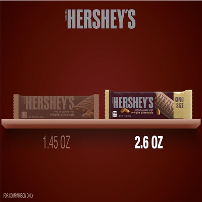 HERSHEY'S King Size Milk Chocolate with Whole Almonds Candy Bars, 2.6 oz., 18/Box (HEC22100)
