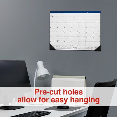 2025 Staples 22" x 17" Desk Pad Calendar, Navy (ST59700-25)