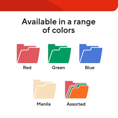 Staples File Folders, Legal Size, 1/3-Cut Tabs, Assorted Positions, Manila, Durable Paper Stock, 50/Pack