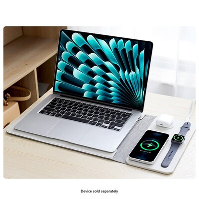 SaharaCase 14" Leather Laptop Sleeve with Wireless Charging, Cream, (LT00078)