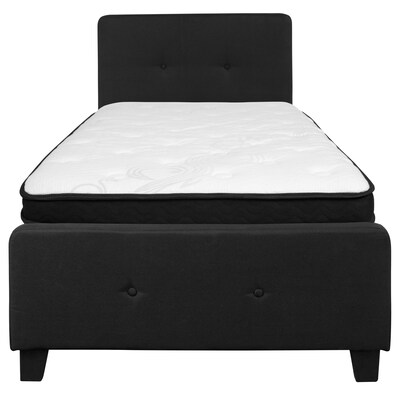 Flash Furniture Tribeca Tufted Upholstered Platform Bed in Black Fabric with Memory Foam Mattress, Twin (HGBMF21)