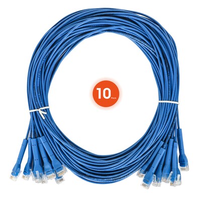 Intellinet Network Solutions 10ft CAT-6 Ethernet Cable, 23 AWG, Blue, 10/Pack (ICI745277)