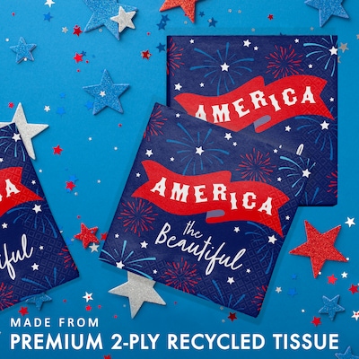 Say Hooray! Lady Liberty Fourth of July Disposable Paper Plates and Napkins Set, 48/Pack (DTC9636E2G)