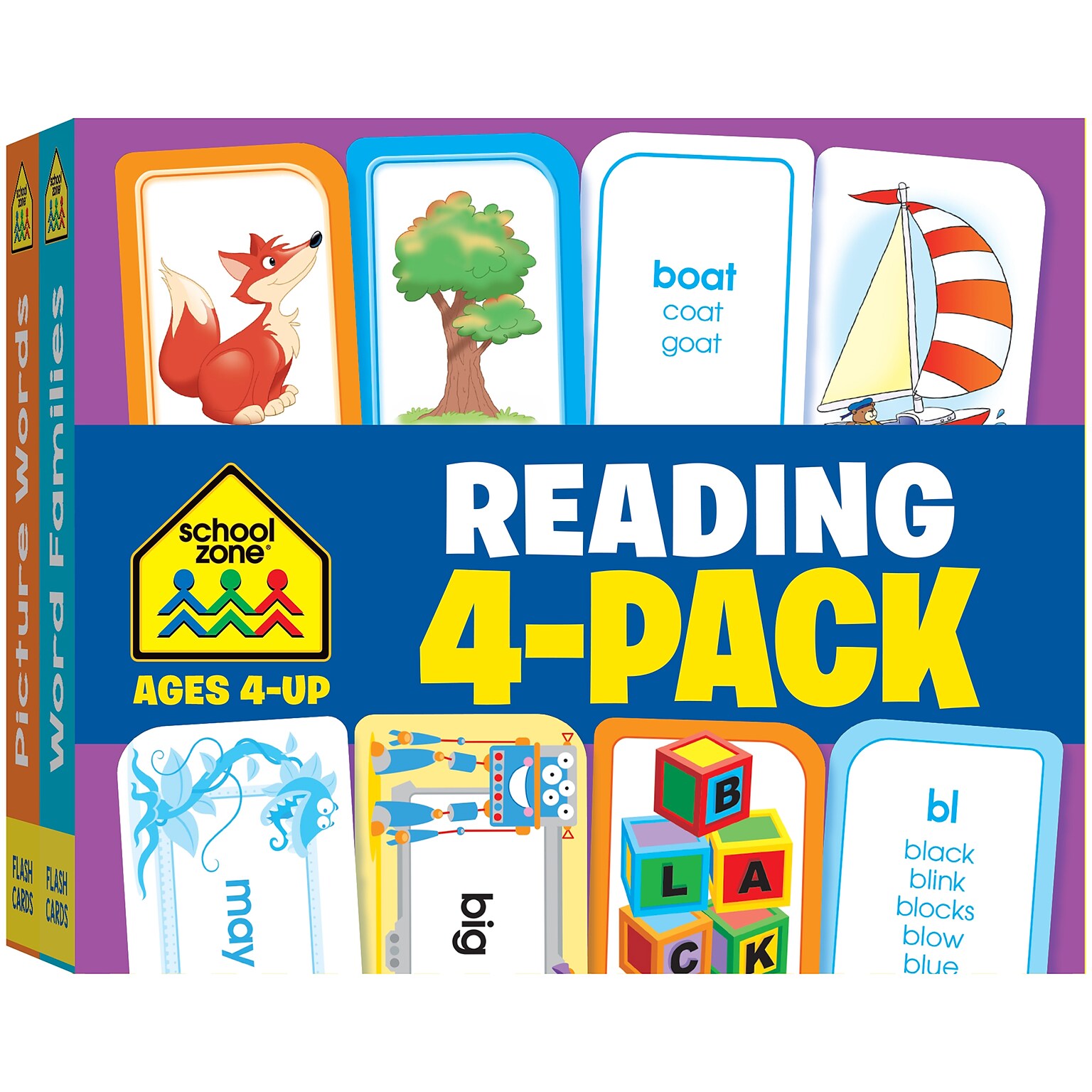 School Zone Reading Flash Cards, Ages 4 and Up, 224 Cards/Pack (SZP04045)