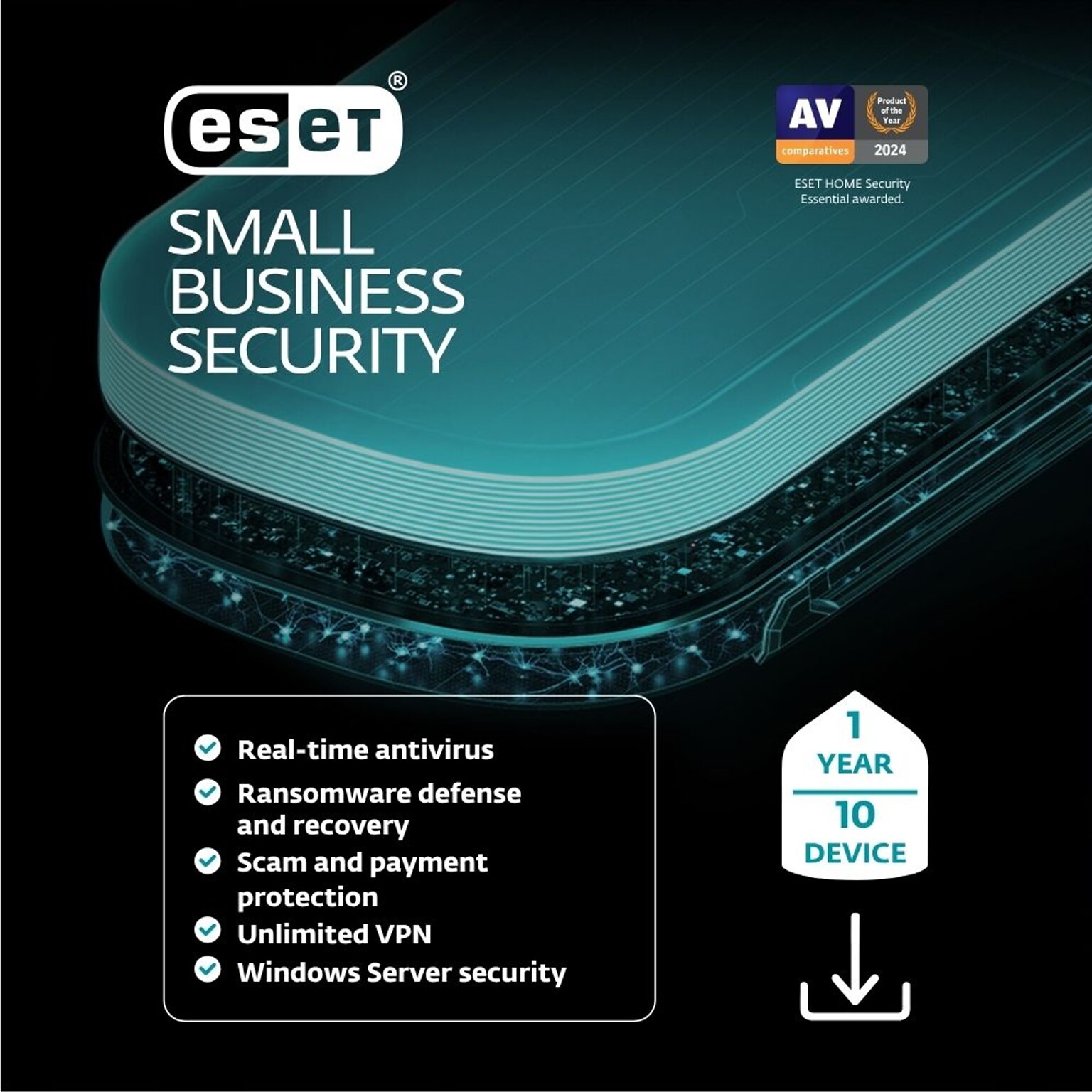 ESET Small Business Security for 10 Users, Windows/Mac/Android/iOS, Download (RTL-ESBS-N1-10-1-XLS)