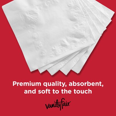 Vanity Fair Everyday Lunch Napkins, 2-Ply, White, 300 Napkins/Pack, 8 Packs/Carton (35503)