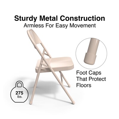 Quill Brand® Metal Folding Chairs, Taupe, 4/Pack (51503)