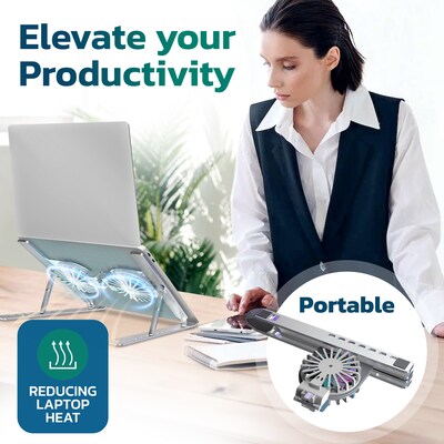 Purely F82 Cooling Fan Height-Adjustable 18 Collapsible/Portable Laptop Stand, 1 USB Port (PLSF82)