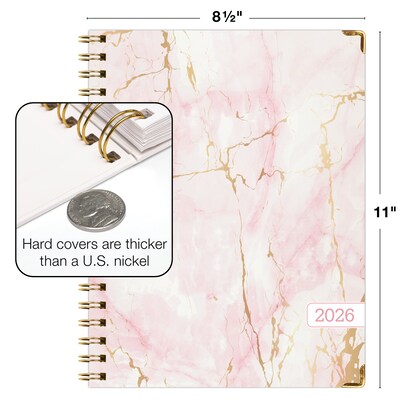 2026 Global Printed Products Pink Marble 8.5" x 11" Weekly & Monthly Planner, Paperboard Cover (NRY26-8511-01)