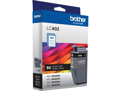 Brother LC402 Black Standard Yield Ink Cartridge, Prints Up to 550 Pages (LC402BKS)