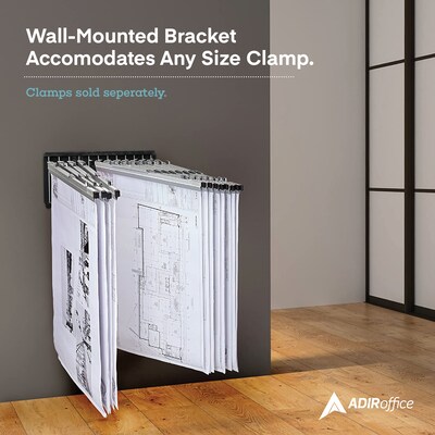 AdirOffice Steel Hanging Wall File, For Blueprint & Large-Format Files, Black (617-BLK-KIT1)
