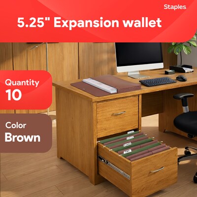 Staples® Expanding Wallet with Elastic Closure, Legal Size, Brown, 10/Box (TR422618)