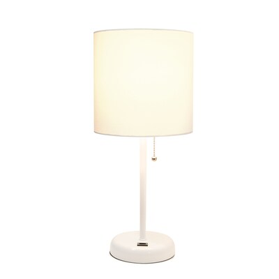 Creekwood Home Oslo 19.5 LED Table Lamp with USB Port, White (CWT-2011-WO-LB)