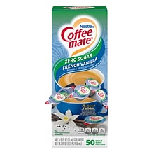 Coffee mate Zero Sugar French Vanilla Liquid Creamer, 0.375oz., 50/Box (NES17570)