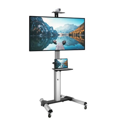 Mount-It! 2-Shelf Mobile Height Adjustable TV Cart for 32"-70" Displays, Gray (MI-875)