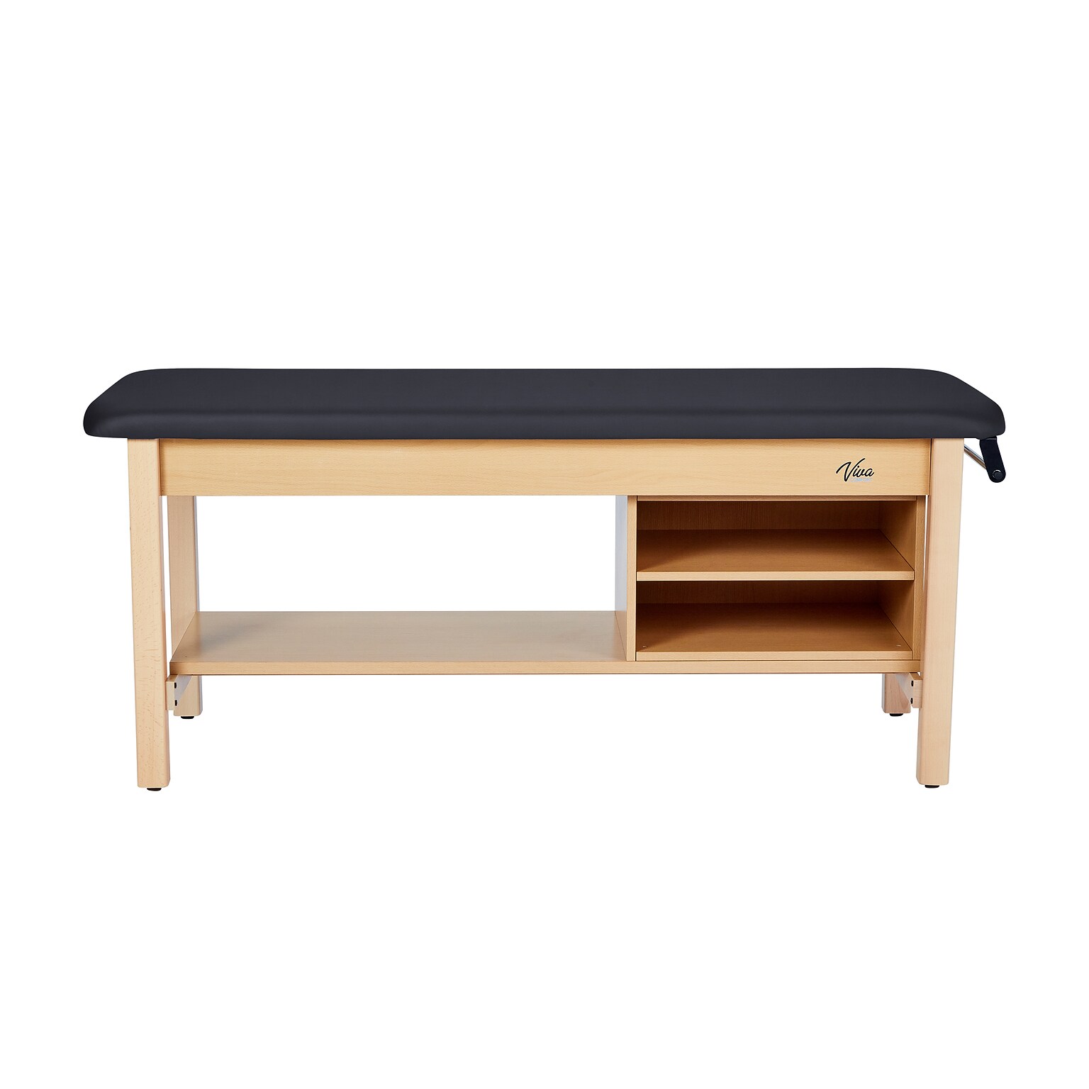 Aristo Wood H-Brace Physician Exam Table with Shelf, Cabinet, Paper Cutter, and Holder, 500lbs. Capacity, Black
