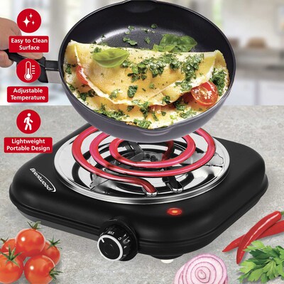 Brentwood 1,100-Watt Countertop Electric Single Burner, Black (TS-323BK)