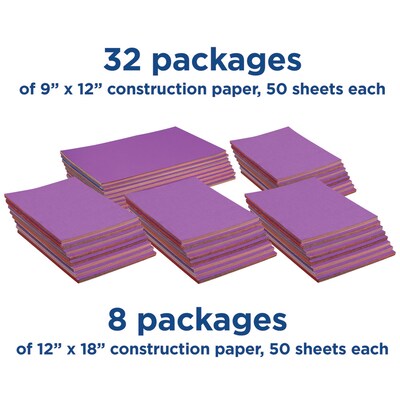 Pacon Tru-Ray 9 x 12 & 12 x 18 Construction Paper, Assorted Colors, 2,000 Sheets (P104120)