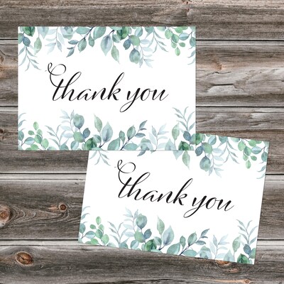 Great Papers Elegant Eucalyptus General Use Thank You Notecard Kits, Multicolored, 24/Pack (2025032)