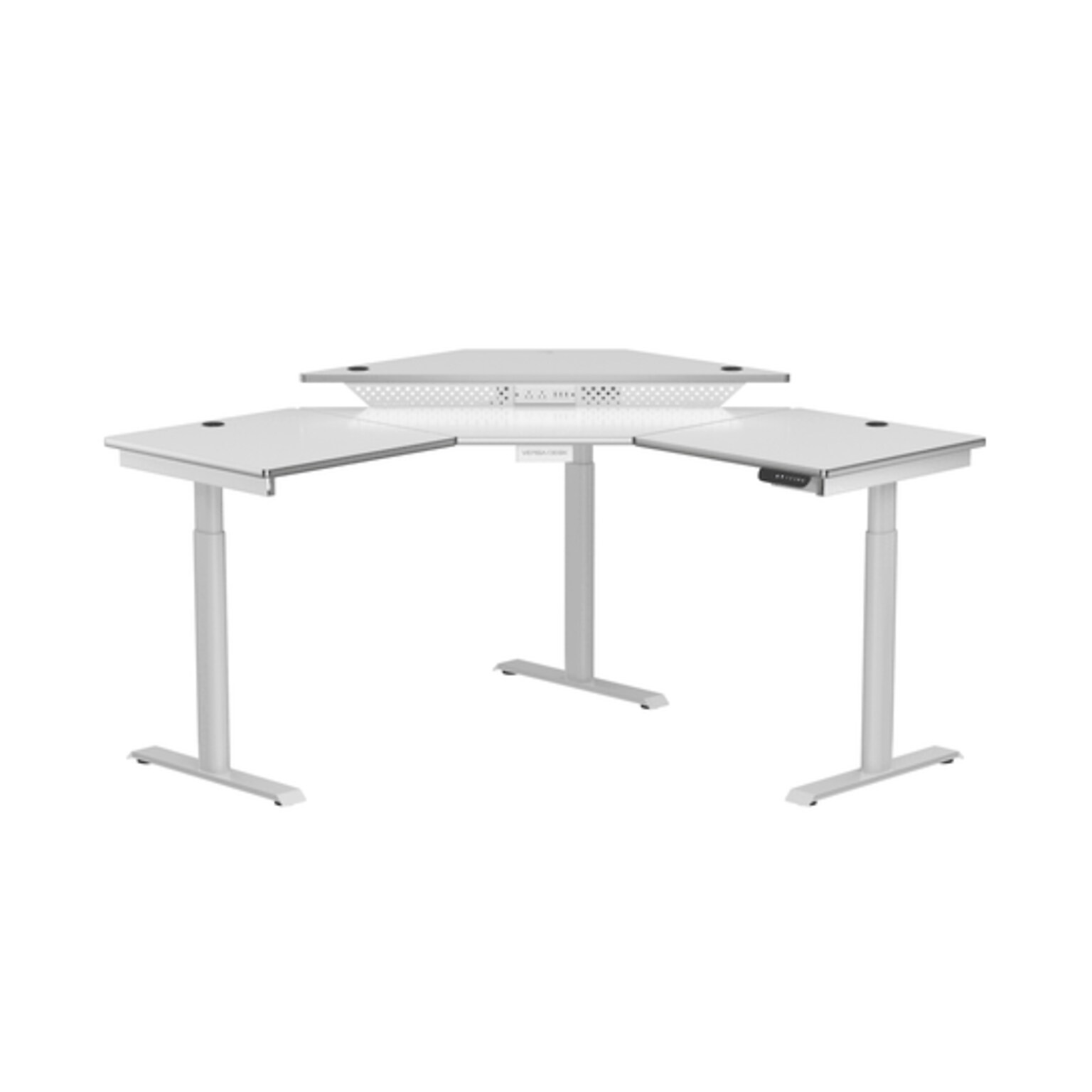 VersaDesk PowerLift 60W Electric Corner Adjustable Standing Desk, White (PLCSD6060-WW-APP)
