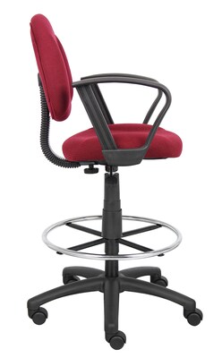 Boss Deluxe Posture Fabric Drafting Stool with Swivel Base, Burgundy (B1617-BY)