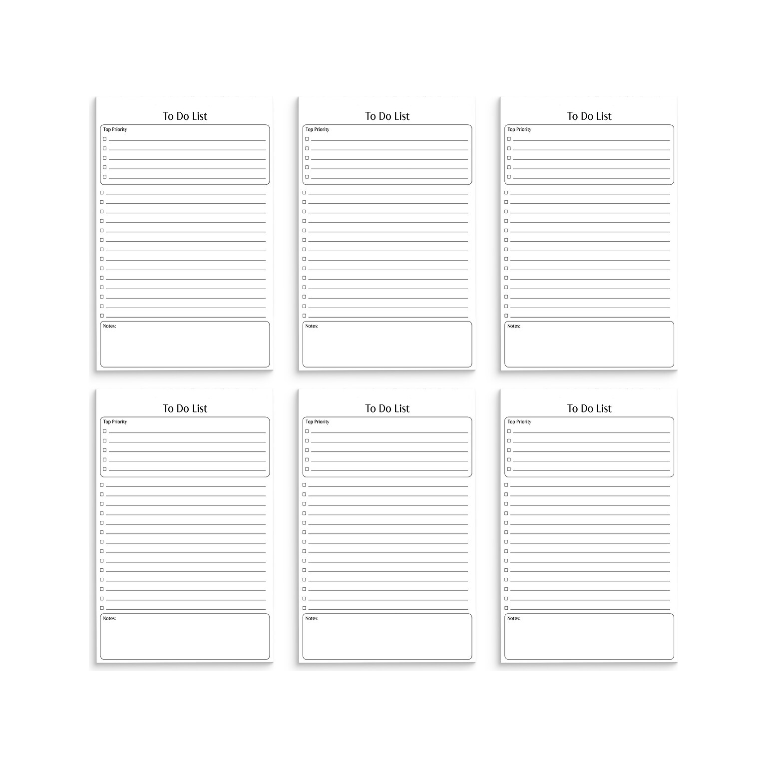 Better Office To-Do List Notepad, 5.5 x 8.5, Ruled, White, 50 Sheets/Pad, 6 Pads/Pack (25835-6PK)