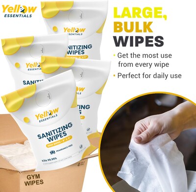 Yellow Essentials Hand Sanitizing Wipes Refill, 2000 Wipes/Roll, 4 Rolls/Carton, 8000 Wipes/Carton (YE001-2000-4PK)