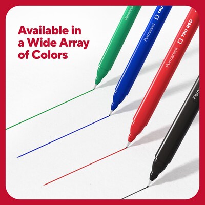 TRU RED™ Pen Permanent Markers, Ultra Fine Tip, Assorted, 12/Pack (TR54531)