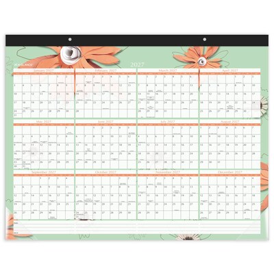2026 AT-A-GLANCE Paper Flowers 21.75" x 17" Monthly Desk Pad Calendar, Pink/Brown (5035-26)