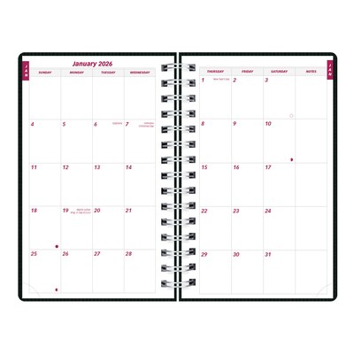 2026 Brownline DuraFlex 5" x 8" Daily & Monthly Appointment Book, Plastic Cover, Black (CB634V.BLK)
