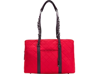 Francine Collection No. 5 Classic Red Quilted Nylon Laptop Tote (FFTRENO5)