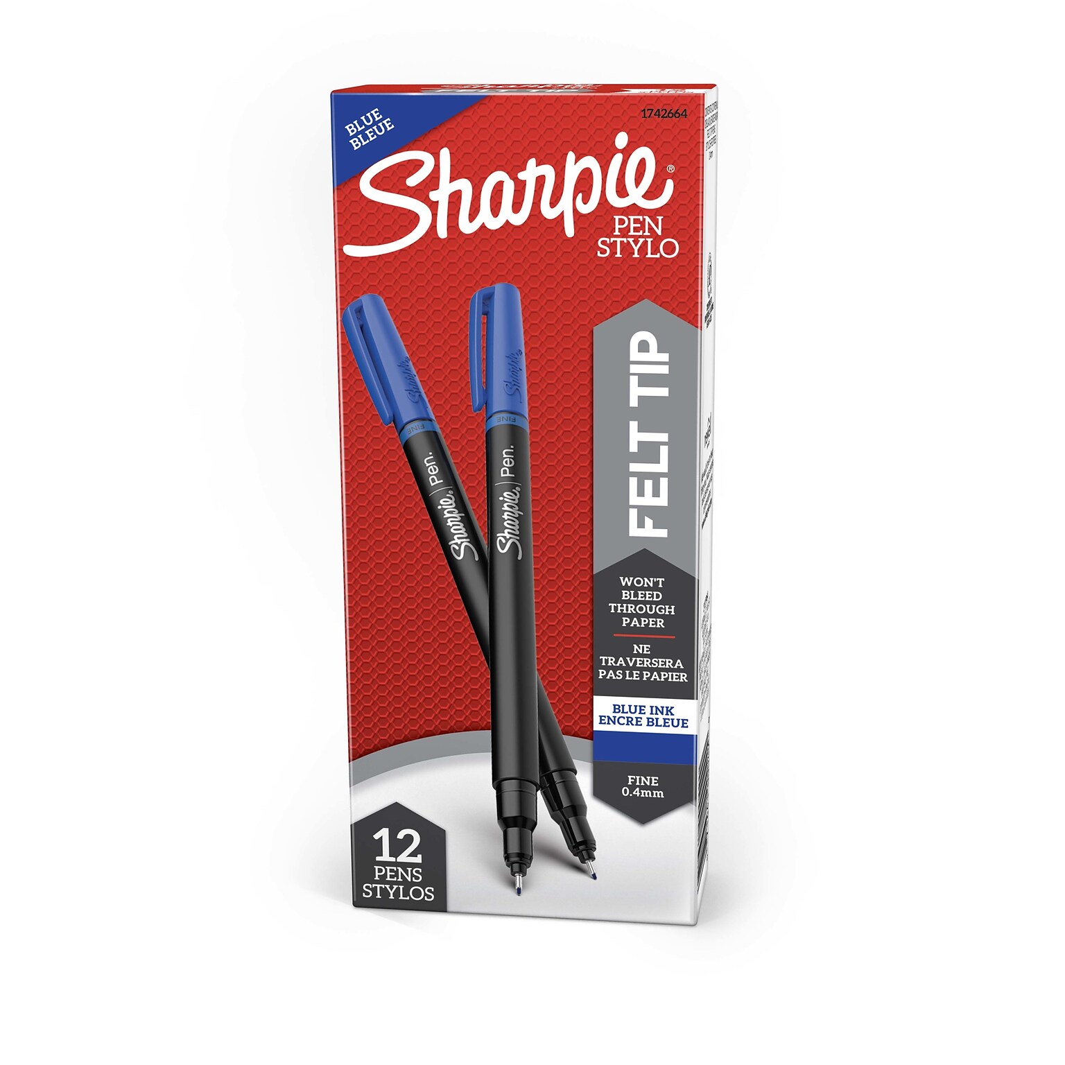 Sharpie Felt Pen, Fine Point, 0.4 mm, Blue Ink, Dozen (1742664)