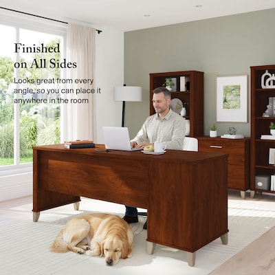 Bush Furniture Somerset 72"W Office Desk with Drawers, Hansen Cherry (WC81772)