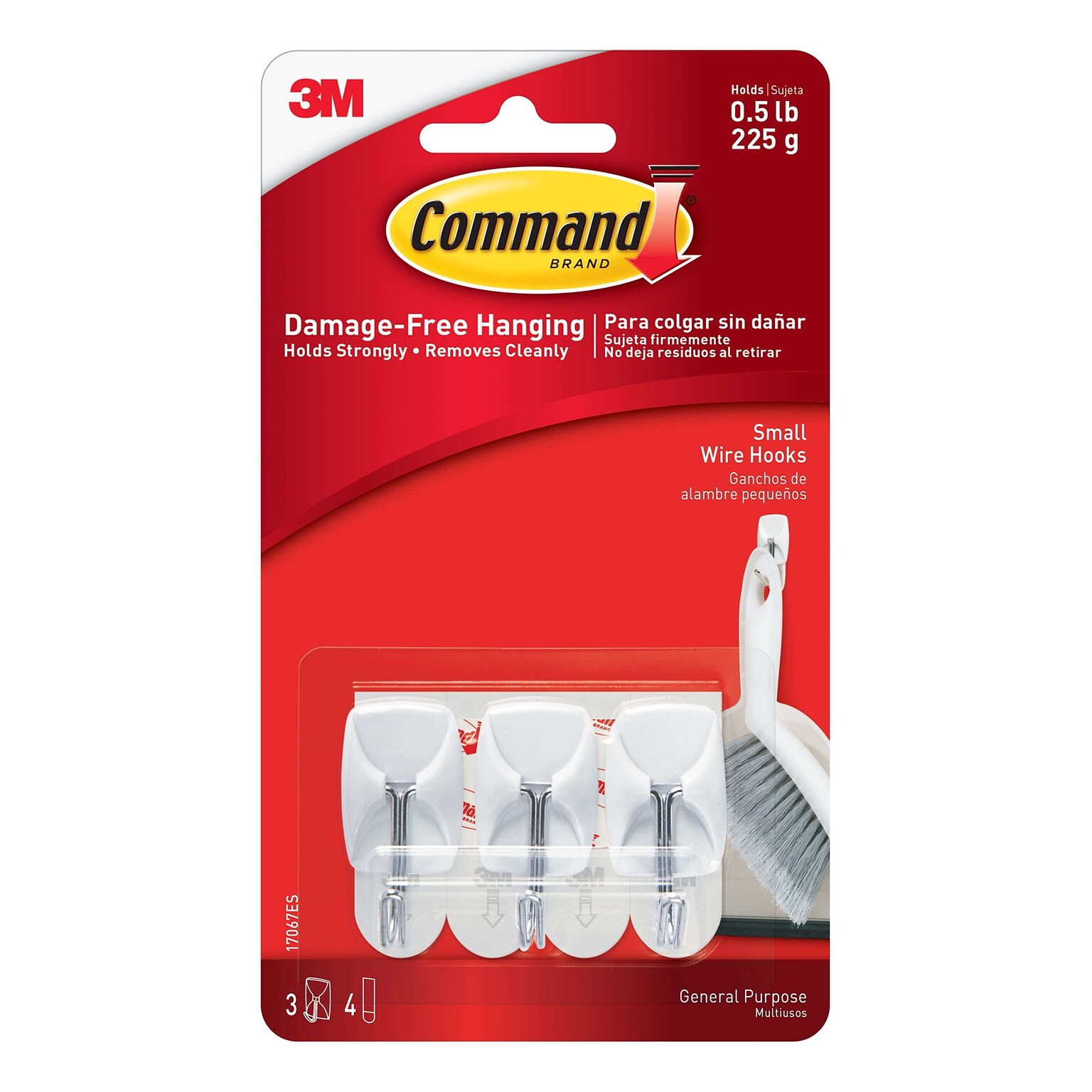 Command Small Wire Hooks, 0.5 lb., White, 3/Pack (17067ES)