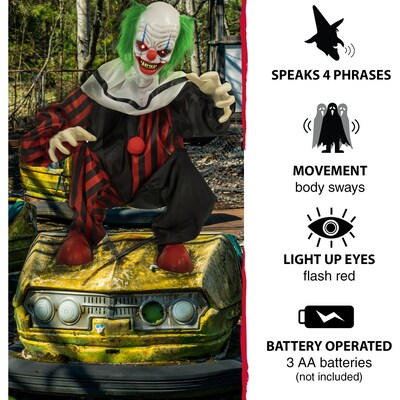 Haunted Hill Farm Life-Size Animatronic Crouching Clown (HHCLOWN-12FLSA)
