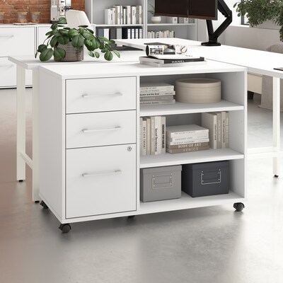 Bush Business Furniture Hustle Office Storage Cabinet with Wheels, White (HUF140WH)