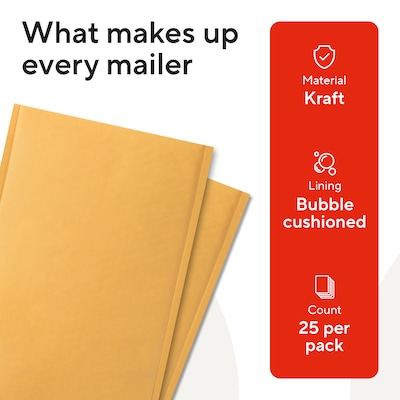Quill Brand® 10.25" x 13.5" Self-Sealing Bubble Mailer, #4, 25/Carton (ST56648B)