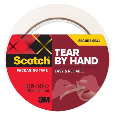 Scotch Tear By Hand Packing Tape, 1.88 x 54.6 yds., Clear, 6/Pack (3250-TBH-12GC)