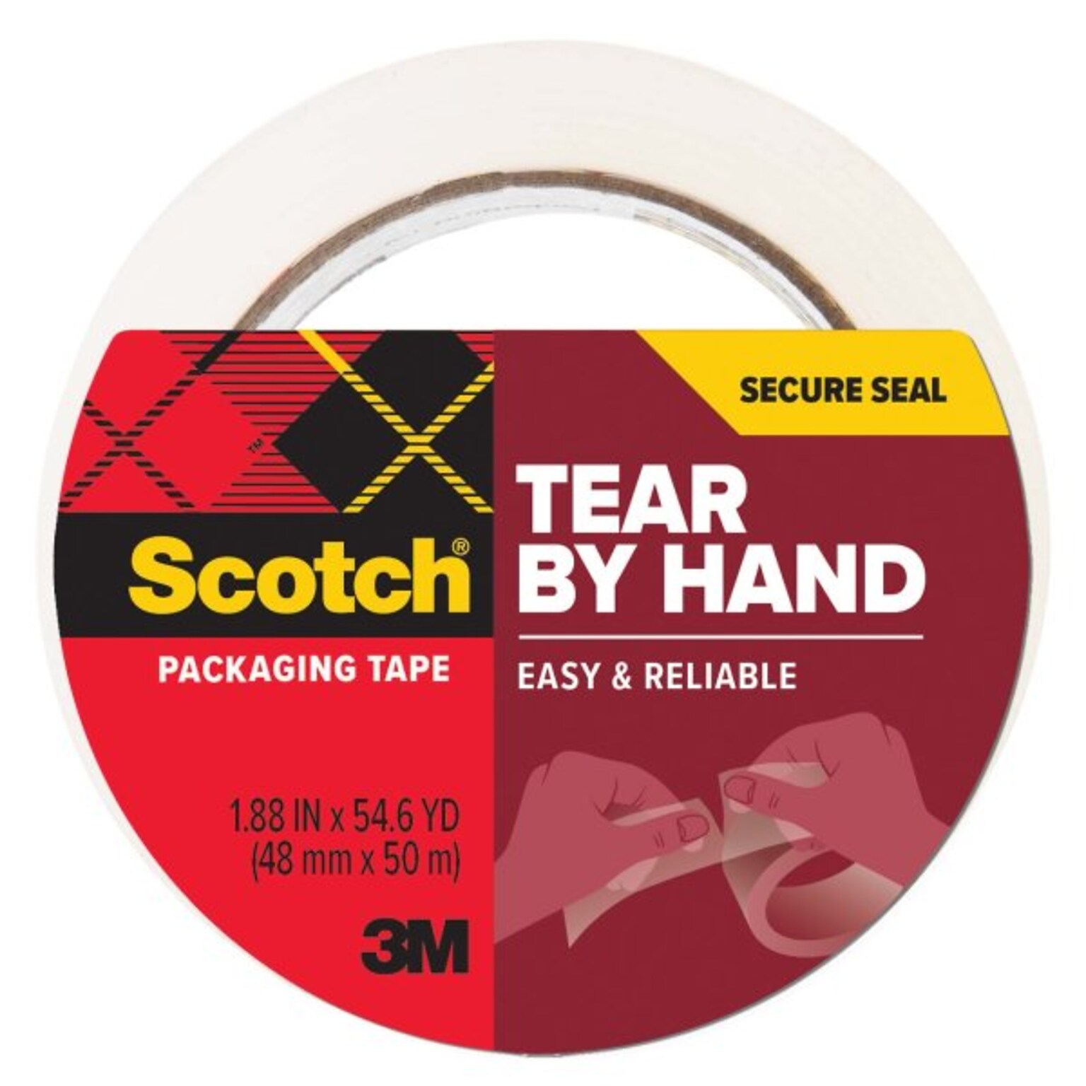 Scotch Tear By Hand Packing Tape, 1.88 x 54.6 yds., Clear, 6/Pack (3250-TBH-12GC)
