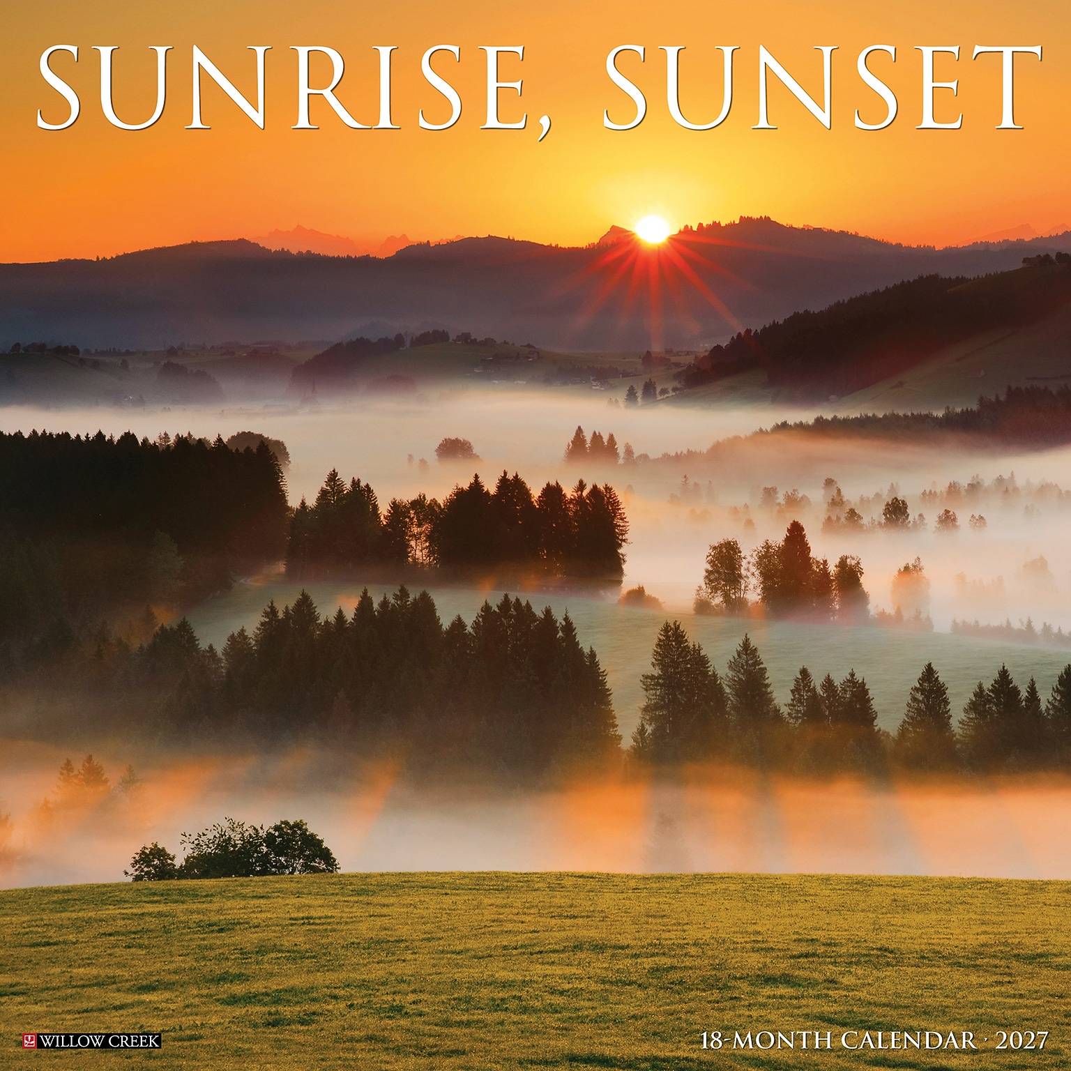 2027 Willow Creek Sunrise, Sunset 12 x 12 Monthly Wall Calendar, Assorted Colors (62500)