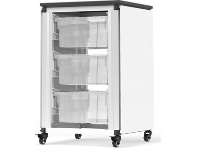 Luxor Mobile 3-Section Modular Classroom Storage Cabinet, 28.75H x 18.2W x 18.2D, White (MBS-STR-