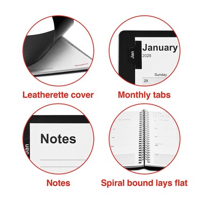 2025 Staples 7" x 9" Monthly Planner, Black (ST52183-25)